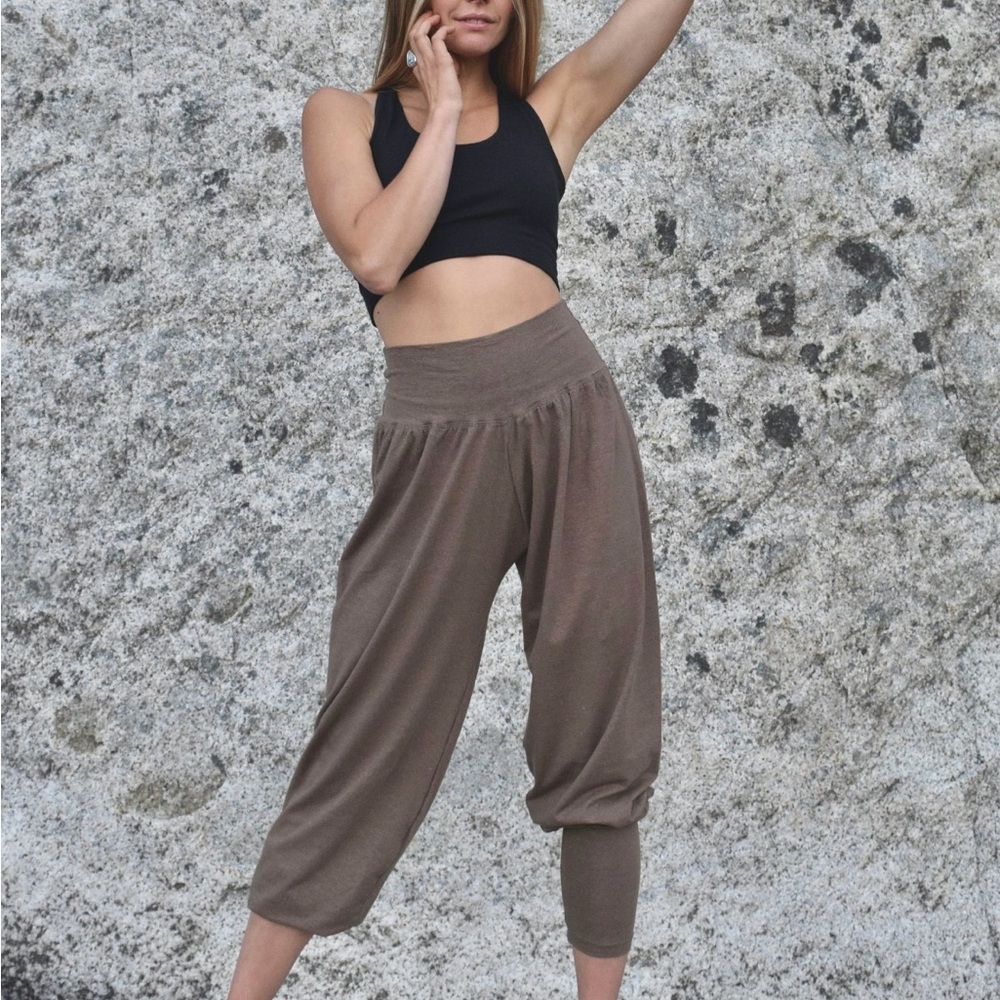 Zyza Hemp Organic Cotton Blend Jogger Pants. Taupe. Size Large.